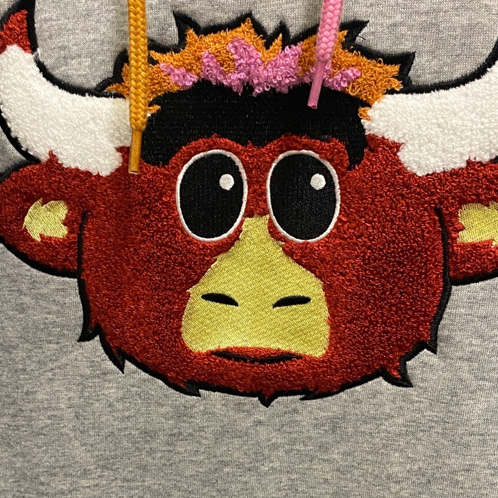 Gray Hoodie with Bull Design - Picture 3 of 11